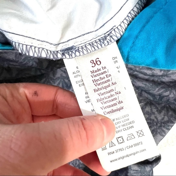 Penguin Navy Palm Tree Patterned Lightweight Hybrid Casual Summer Shorts Size 36 - Picture 14 of 16